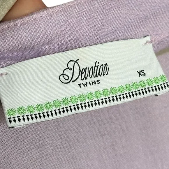 Devotion TWINS Lavender Purple Ella Tiered 3/4 Sleeve Boho Mini Dress - Picture 6 of 8